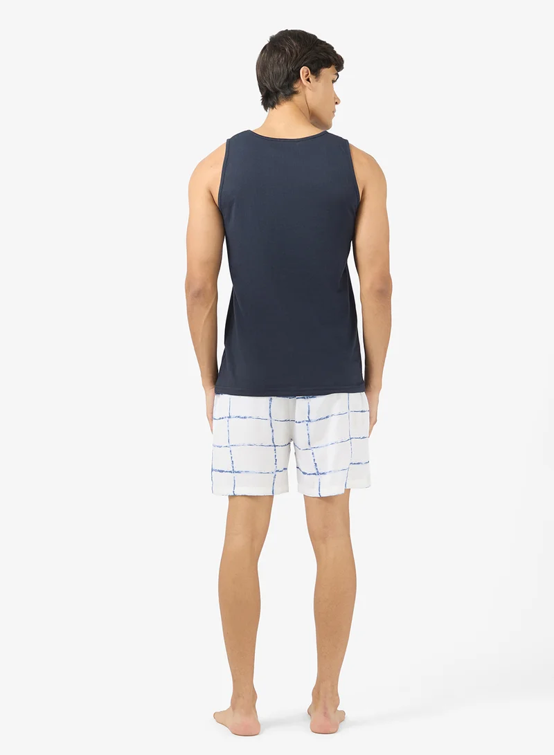 Seventy Five  Nightwear Sleeveless T-Shirt & Shorts Set for Men | Best Price UAE