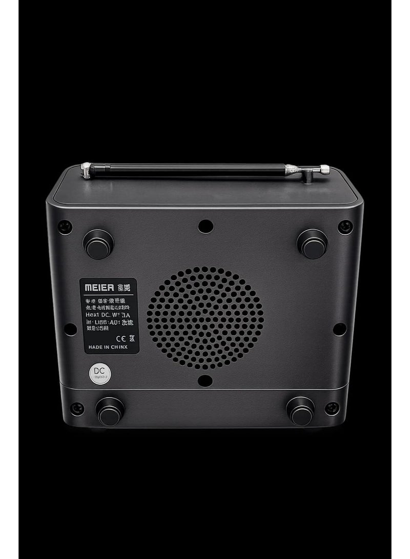 Radio with Bluetooth music player, 3 FM/AM/SW bands, Type C charging, USB input, TF card slot, and battery. - Image 3
