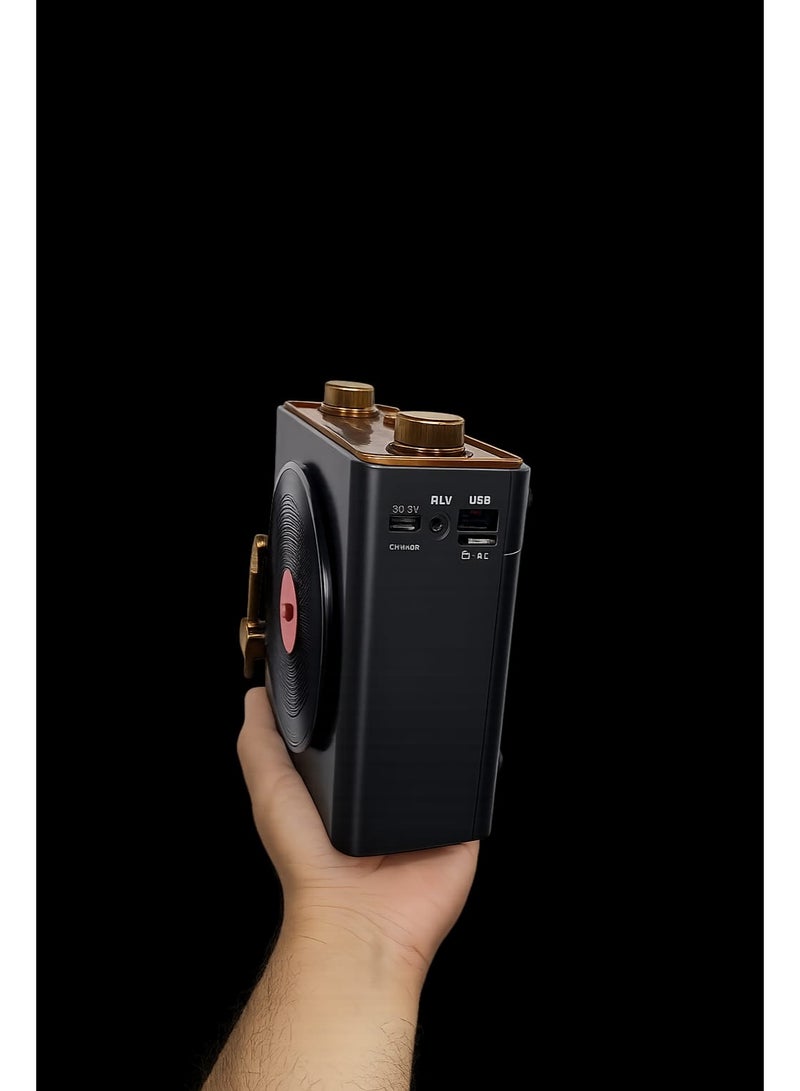 Radio with Bluetooth music player, 3 FM/AM/SW bands, Type C charging, USB input, TF card slot, and battery. - Image 5