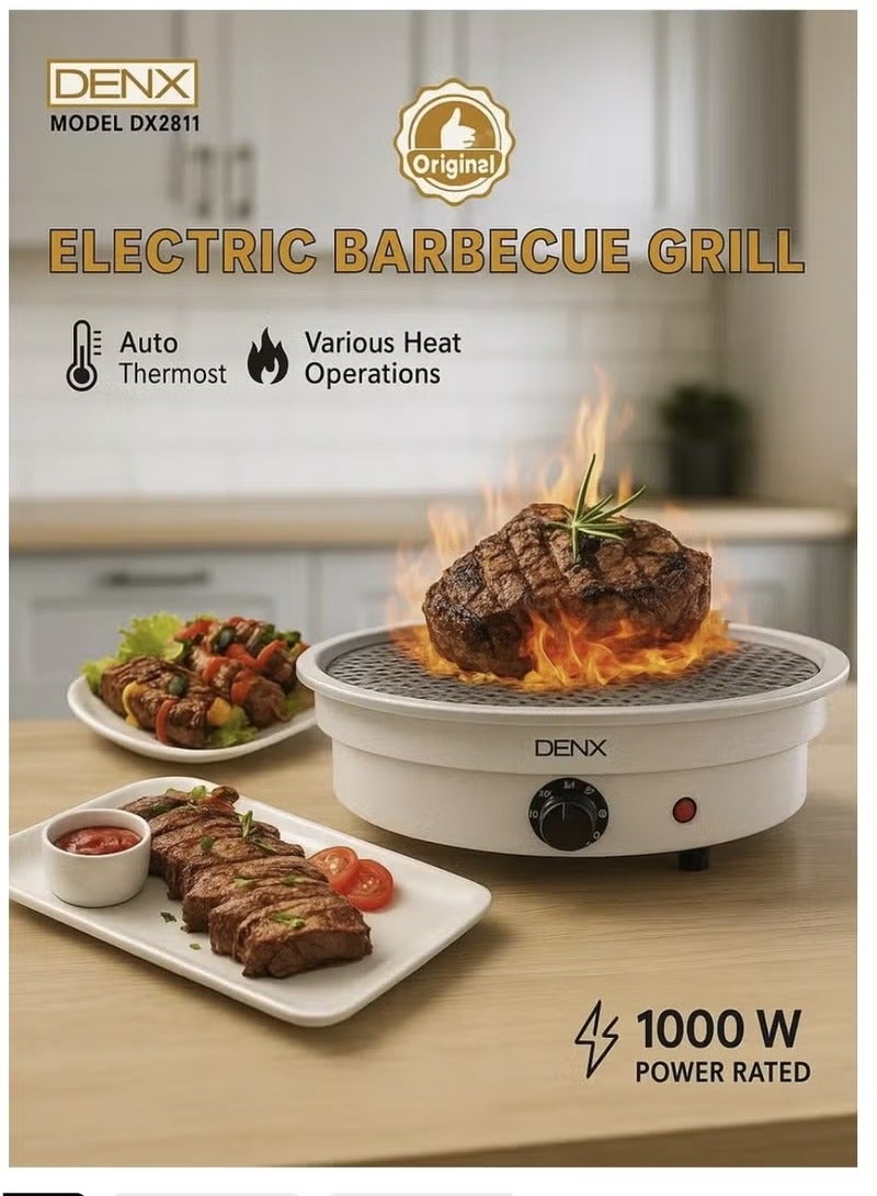 Denx Electric Barbecue Grill – Smokeless Indoor BBQ Grill with Nonstick Surface, High-Efficiency Heating, Easy Clean