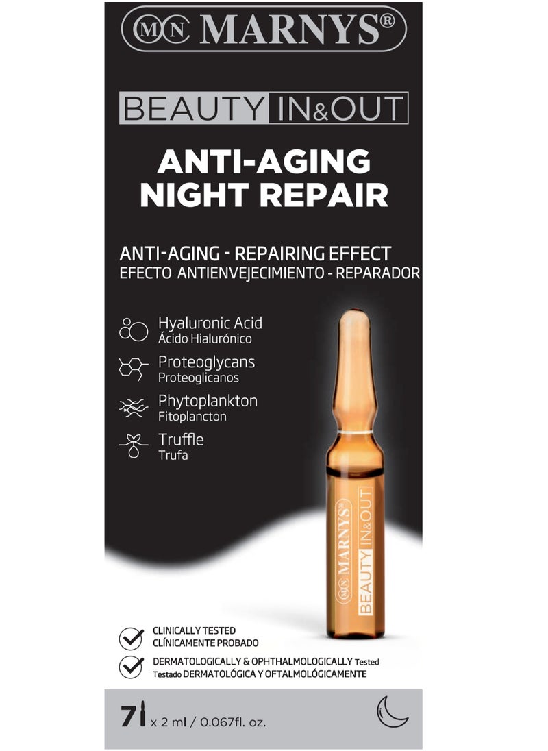 MARNYS Marnys Beauty In Out Anti - Aging Night Repair Ampoules - Hyaluronic Acid - Collagen Booster - Wrinkle Treatment - 7 Ampoules  - Image 3