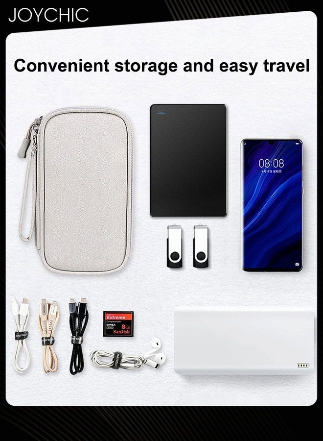 Joychic حقيبة تخزين كابل البيانات للسفر، محمولة متعددة الوظائف، ملحقات رقمية واقية، حقيبة حمل مقاومة للماء، منظم تخزين مزدوج الطبقات للنساء والرجال باللون الرمادي - Image 2