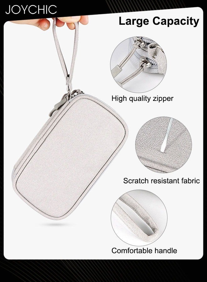 Joychic حقيبة تخزين كابل البيانات للسفر، محمولة متعددة الوظائف، ملحقات رقمية واقية، حقيبة حمل مقاومة للماء، منظم تخزين مزدوج الطبقات للنساء والرجال باللون الرمادي - Image 4