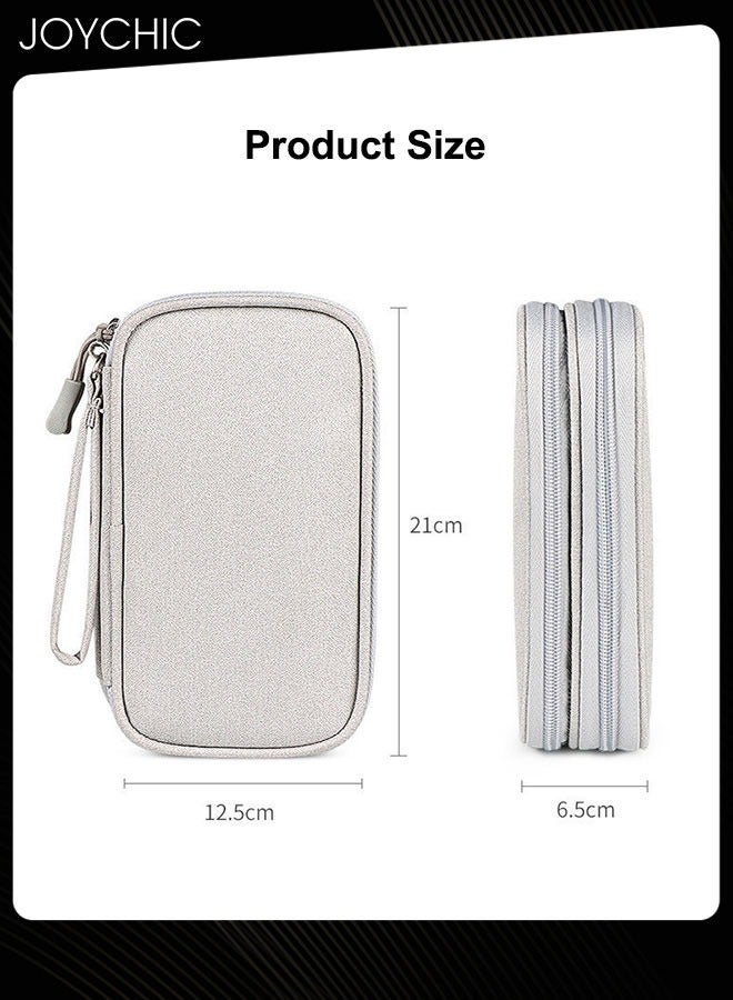 Joychic حقيبة تخزين كابل البيانات للسفر، محمولة متعددة الوظائف، ملحقات رقمية واقية، حقيبة حمل مقاومة للماء، منظم تخزين مزدوج الطبقات للنساء والرجال باللون الرمادي - Image 5
