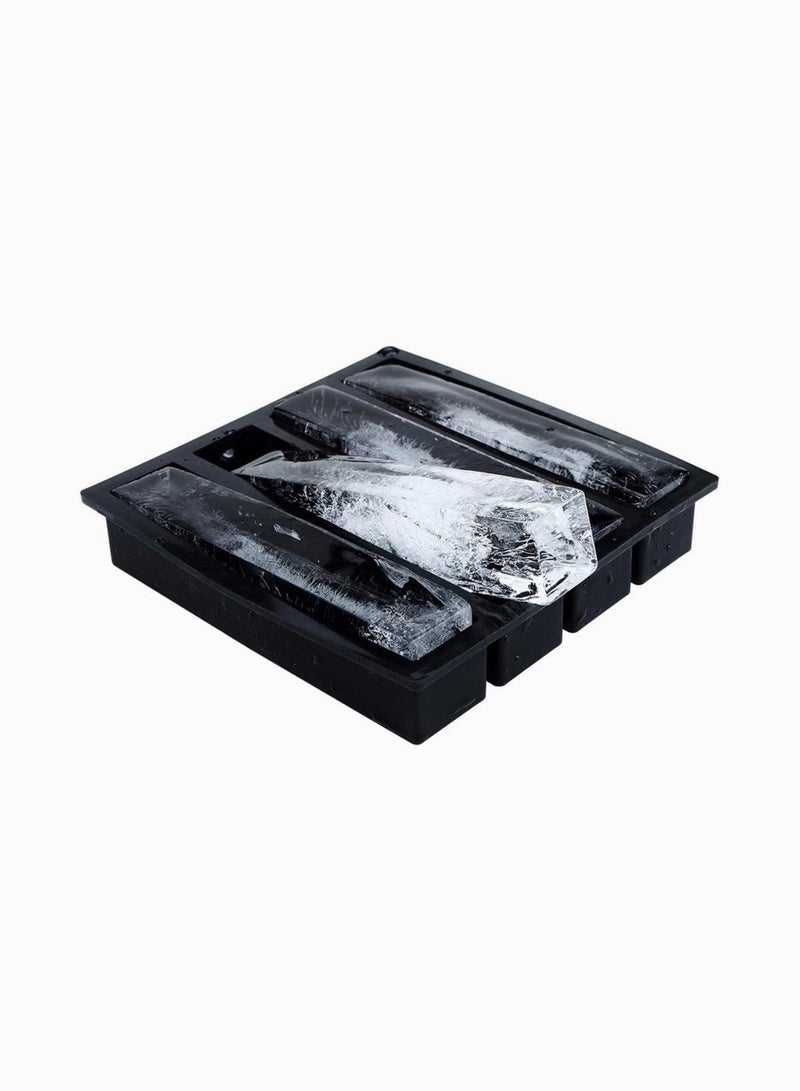 SOLARAE Large Long Ice Cube Sticks Silicone Ice Cube Mould for Whiskey Cocktails Pudding Butter Chocolate Pack of 2 (Black) - Image 1