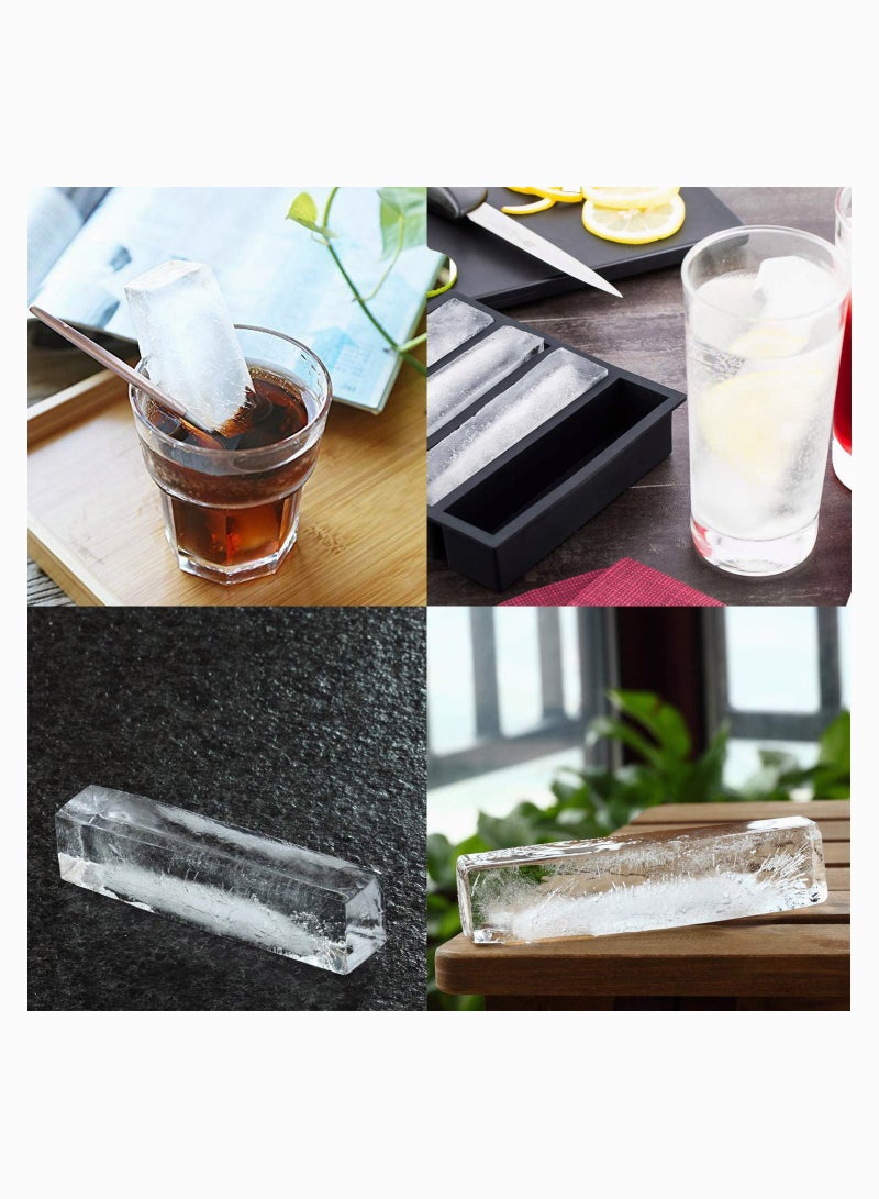SOLARAE Large Long Ice Cube Sticks Silicone Ice Cube Mould for Whiskey Cocktails Pudding Butter Chocolate Pack of 2 (Black) - Image 4