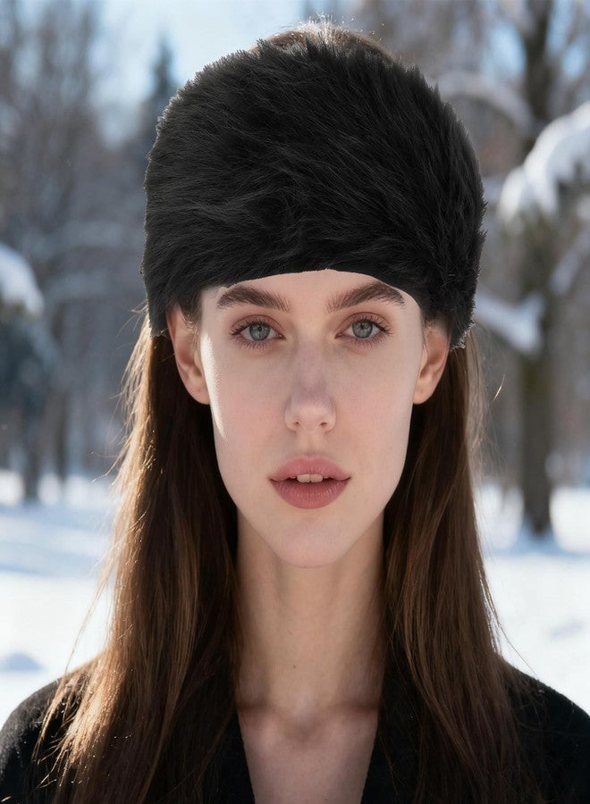 WHAVEL Faux Fur Headband Black Winter Headbands Elastic Ear Warmers Furry Ear Muffs - Image 5