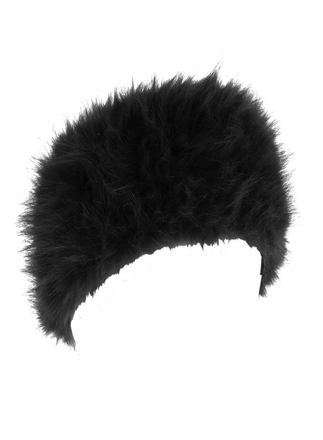 WHAVEL Faux Fur Headband Black Winter Headbands Elastic Ear Warmers Furry Ear Muffs - Image 1