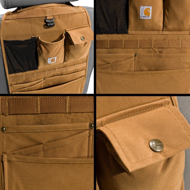 Carhartt Universal Nylon Duck Automotive Seat Back Organizer, Organization for Work and Kids, Carhartt Brown - Image 3