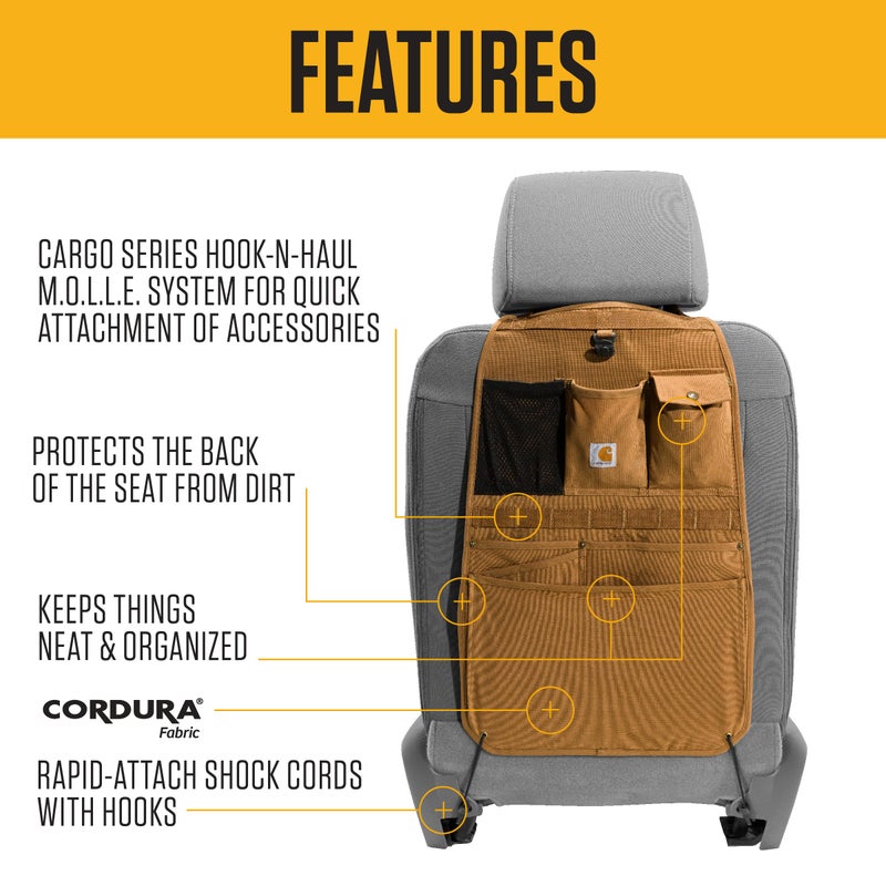 Carhartt Universal Nylon Duck Automotive Seat Back Organizer, Organization for Work and Kids, Carhartt Brown - Image 2
