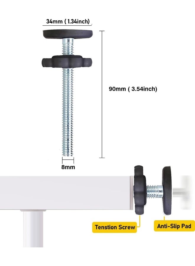AMORBASE 4 Pack Baby Gate Replacement Parts Threaded Spindle Rod 8MM(M8), Screw Bolts Hardware Kit for Pet & Dog Pressure Mounted Safety Door & Stair Gates (a Black) - Image 3