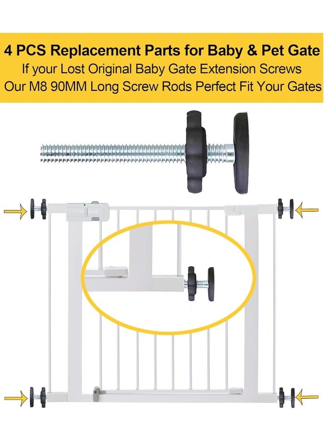 AMORBASE 4 Pack Baby Gate Replacement Parts Threaded Spindle Rod 8MM(M8), Screw Bolts Hardware Kit for Pet & Dog Pressure Mounted Safety Door & Stair Gates (a Black) - Image 4