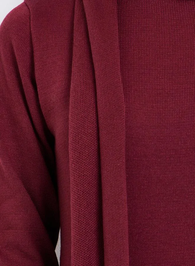 Styli Burgundy Knit Midi Sweater Dress