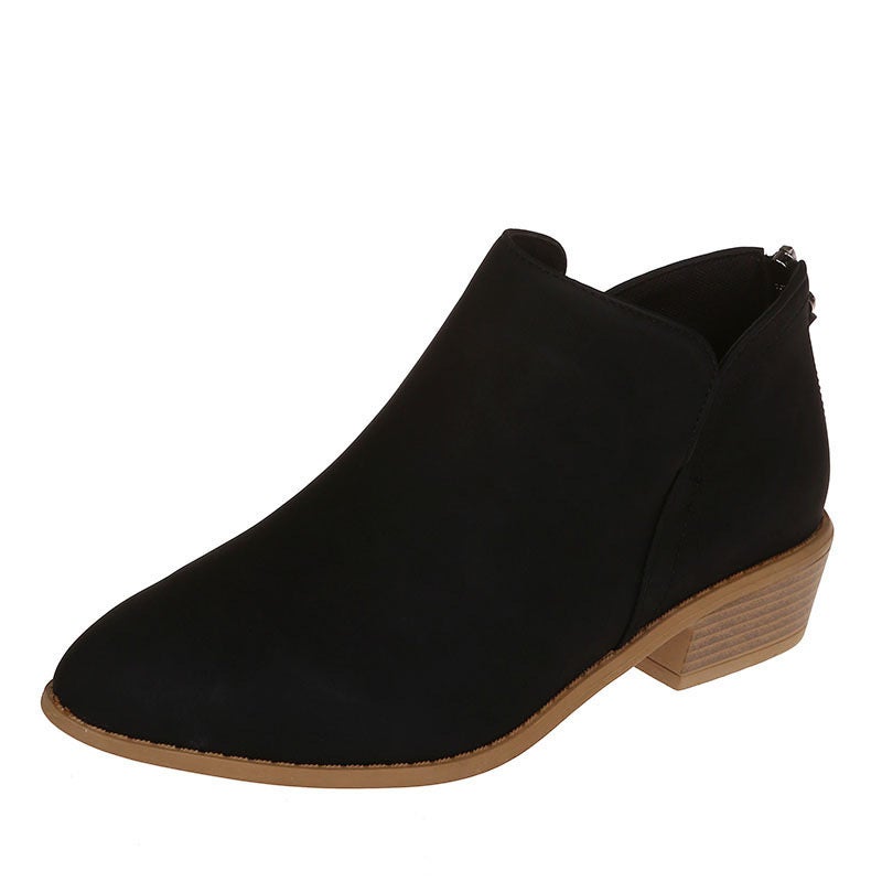 British Style Short Boots Pointed Martin Boots 2024 Plus Size Thick Heel Zipper Shoes Manufacturers - Image 1