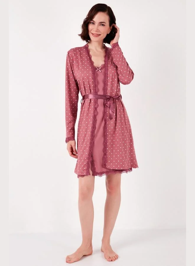 Lela Lela Lace Detailed Slit Dressing Gown Nightgown Women's Nightgown 6097580