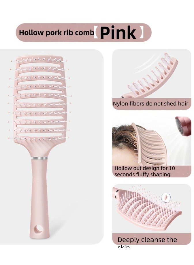 Generic Curved Breathable Airbag Curling Comb Brush, Anti-static Nylon Massage Brush, Hair Dryer Brush, Hair Styling Tool (Pink) 