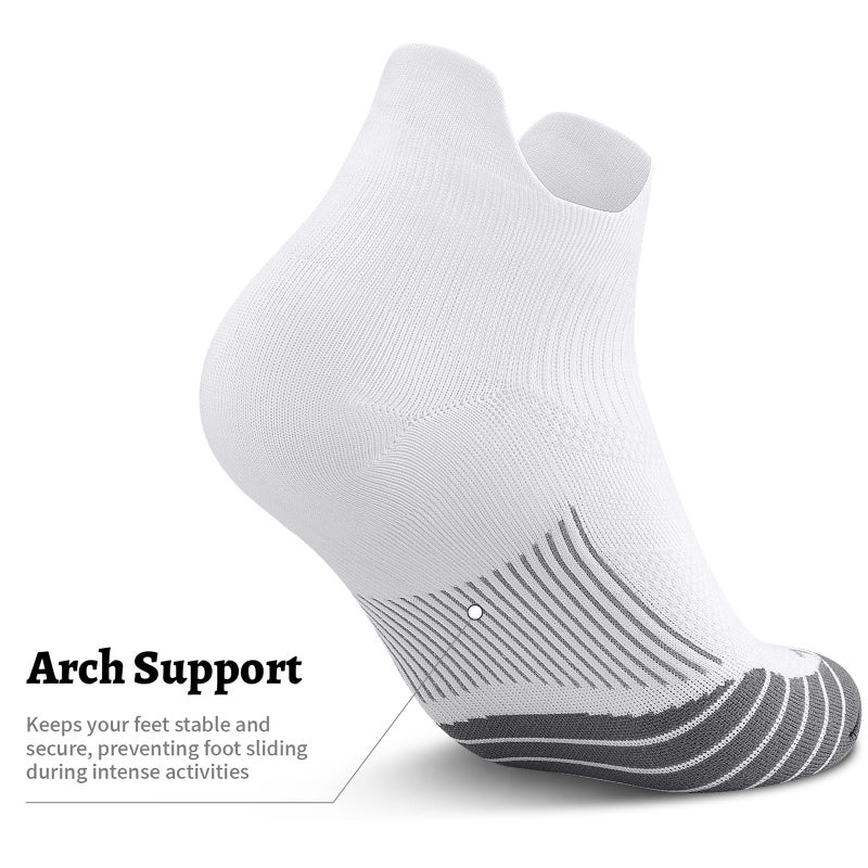PAPLUS Low Cut Compression Socks for Men and Women(6 Pairs), No Show Ankle Running Cycling Socks with Arch Support for Plantar Fasciitis, Cyling, Athletic, Flight, Travel, Nurses. White L/XL - Image 5