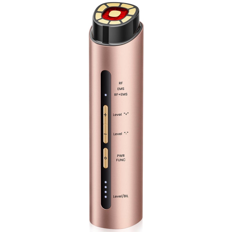 INTEO Microcurrent Facial Device 3 Modes Red Light Therapy for Face and Neck Skin Care Facial Massager Perfect Gifts for Women MenGold