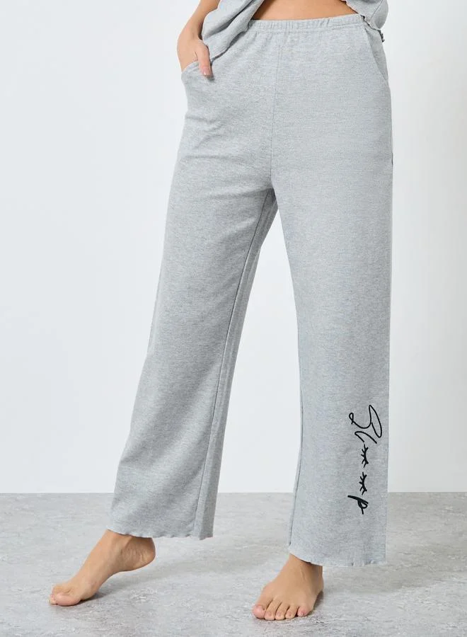 Take Two Take Two Lettuce Edge Embroidered T-Shirt and Pyjama Set
