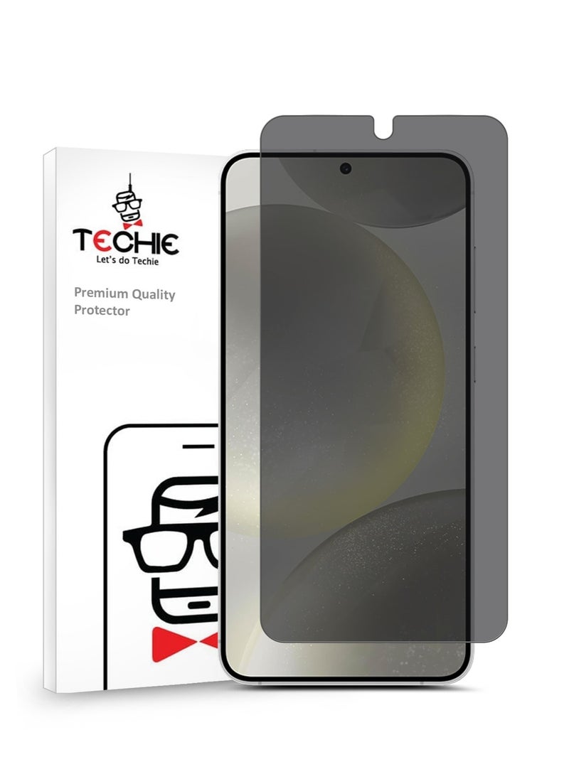Techie - حامي شاشة زجاجي مقسى للخصوصية HD لجهاز Samsung Galaxy S24 2024 - مقاوم للفقاعات صلابة 9H سماكة 0.33 مم حواف مدورة تثبيت سهل - Image 1