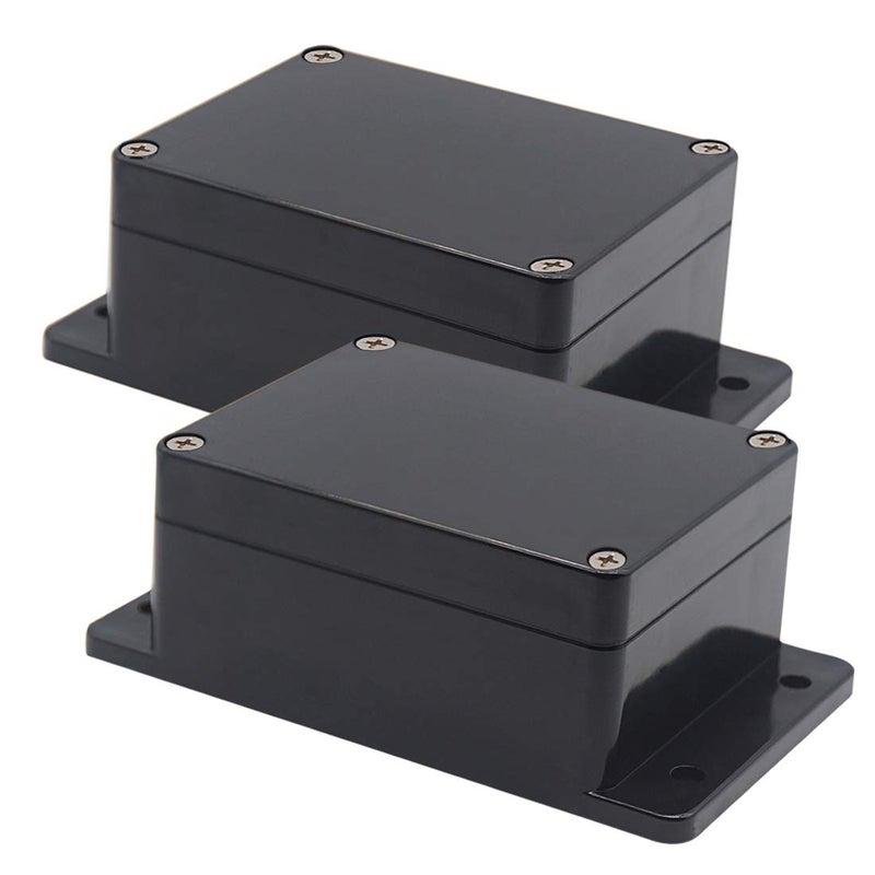 Zulkit Junction Box ABS Plastic Dustproof Waterproof IP65 Universal Electrical Boxes Project Enclosure with Fixed Ear Black 45 x 35 x 22 Inch 115 x 90 x 55mmPack of 2