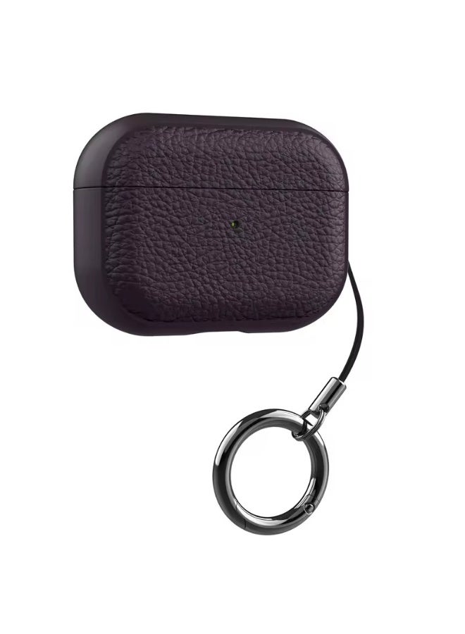 Case Compatible with AirPods Pro 2 Leather Touch Design Protective Case with Hand Strap, Drop-Resistant, Shockproof (Purple) - Image 2