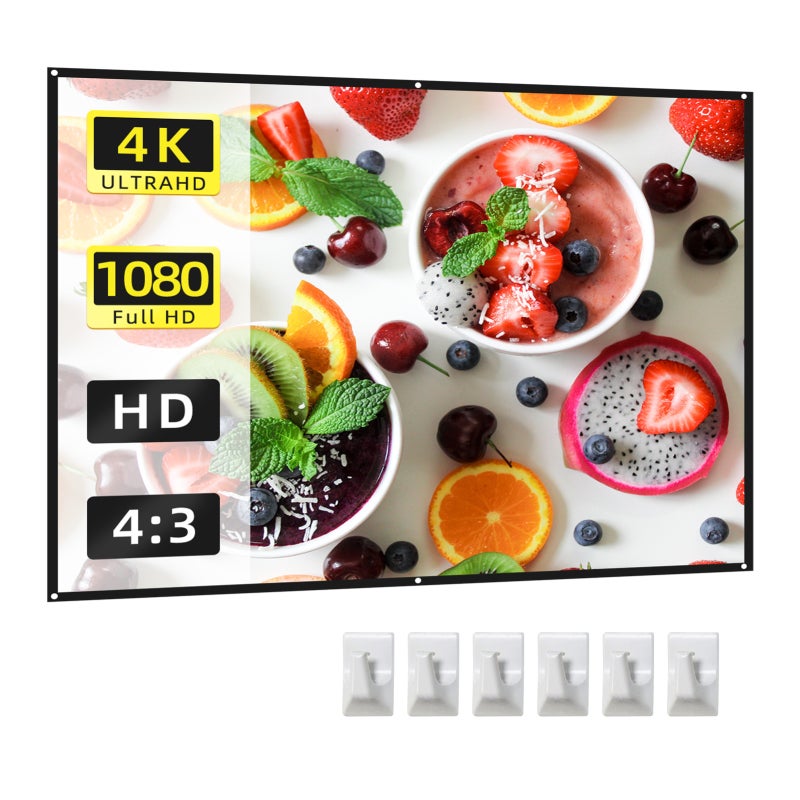 4K HD Portable Projector Screen 84-Inch Foldable Milk Silk Fabric - Easy Installation Home Theater Projection Display for Indoor Outdoor Events - Image 1