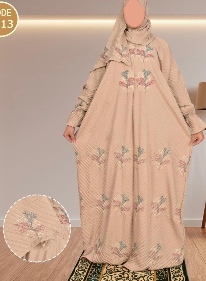 A very soft and comfortable one-piece prayer sheet that includes a veil and covers the entire body with a uniform and wide size suitable for all bodies