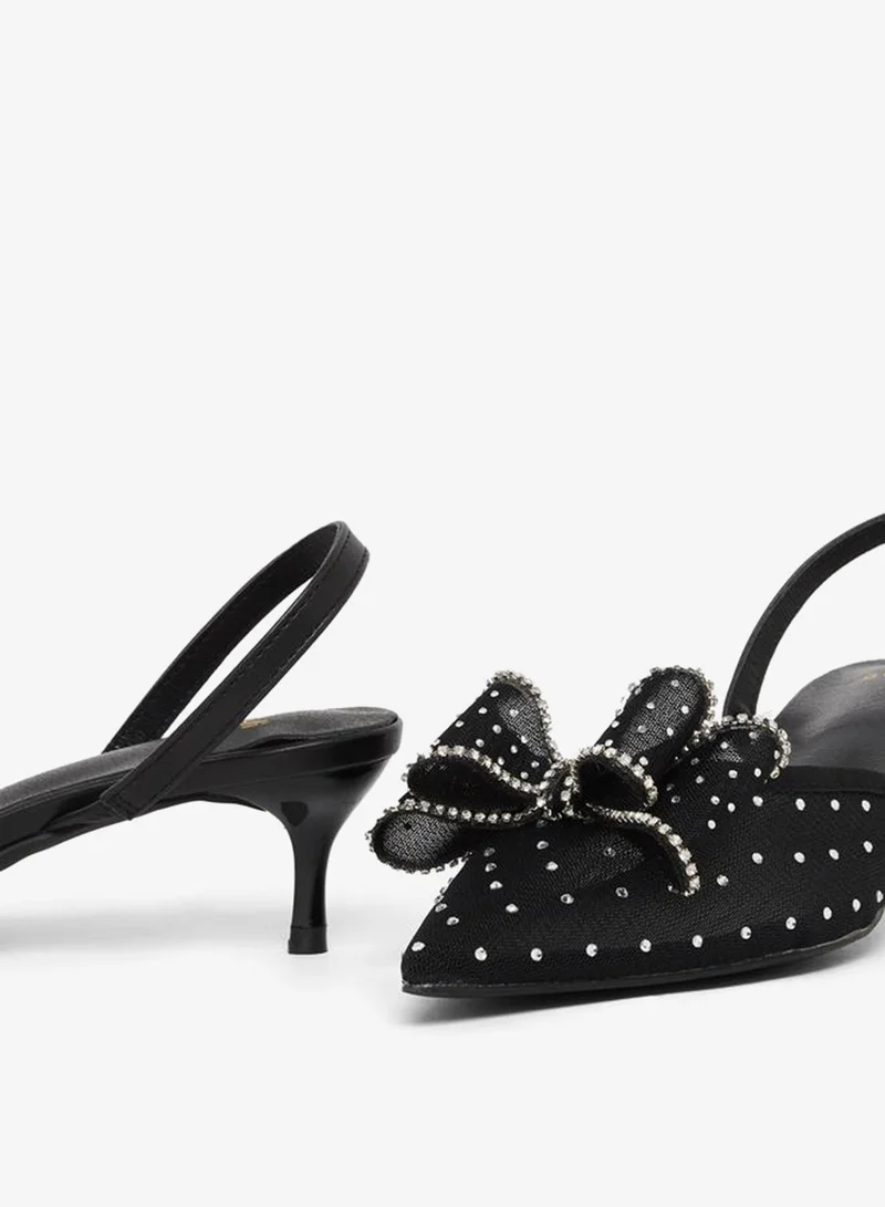 Styli Women Black Embellished Kitten Heels Shoes