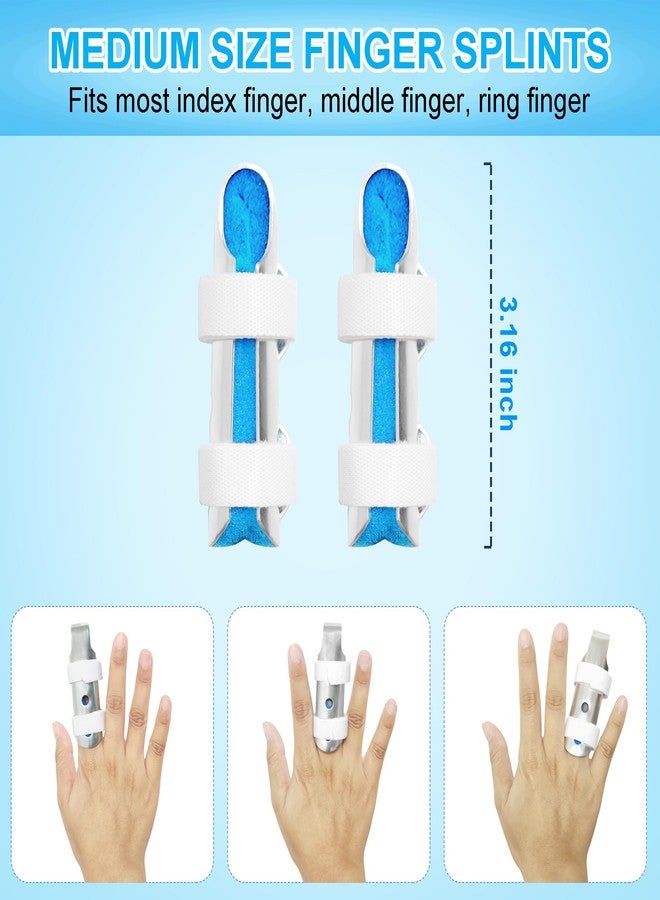 BRMDT Finger Splint, Adjustable Aluminum Support for Mallet Finger, Finger Fracture, Sprain and Strain, Protect Sensitive Cut Fingers, Breathable Lightweight Finger Braces Joint Stabilizer (Medium, 2 Pcs) - Image 2