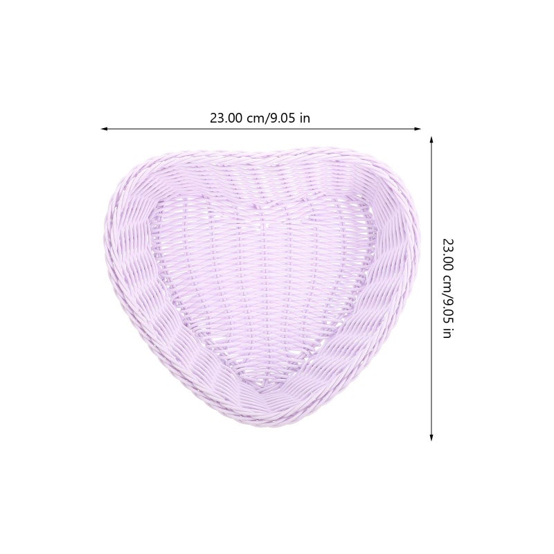 Light Purple Heart Shaped Storage Basket Portable Snack Organizer For Kitchen Dining - Image 3