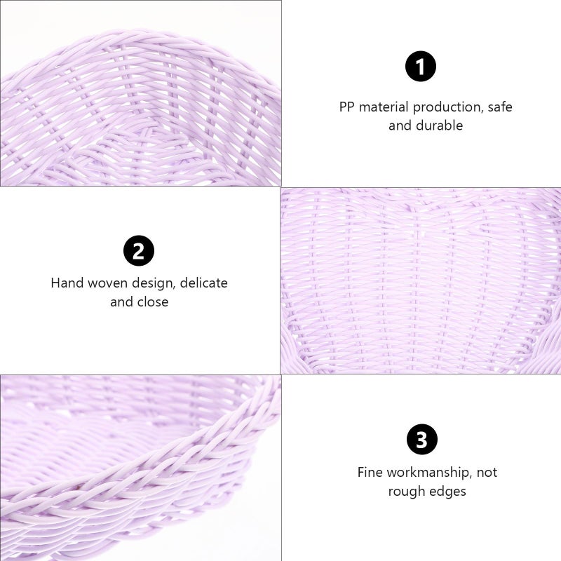 Light Purple Heart Shaped Storage Basket Portable Snack Organizer For Kitchen Dining - Image 4