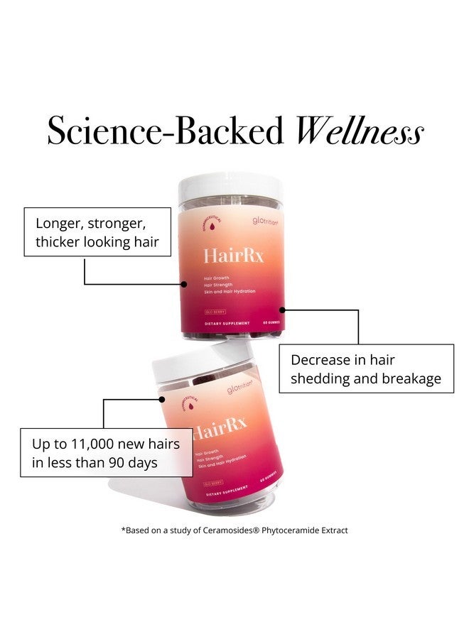 Glotrition HairRx Gummies - Hair Growth Gummy for Women - Powerful Hair chew for Women & Hair Vitamins for Stronger, Thicker Hair & Healthy Skin - 60 Vitamin Gummy - Image 3