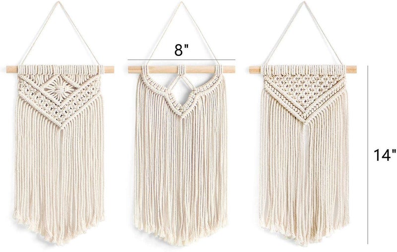 ecofynd Bohemian Cotton Geometric Nordic Woven Boho Wall Hanging (White, Medium, Abstract) - 3 Pack - Image 3