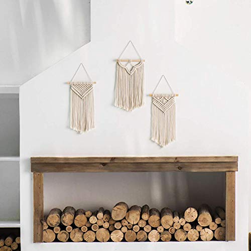 ecofynd Bohemian Cotton Geometric Nordic Woven Boho Wall Hanging (White, Medium, Abstract) - 3 Pack - Image 4