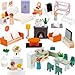 PairPear Wooden Dollhouse Furniture Set  56Piece Modern Family Home with 5 Rooms Solid Wood Dollhouse Furniture for Kids MontessoriInspired Pretend Play Toy Ages 3 - Image 2