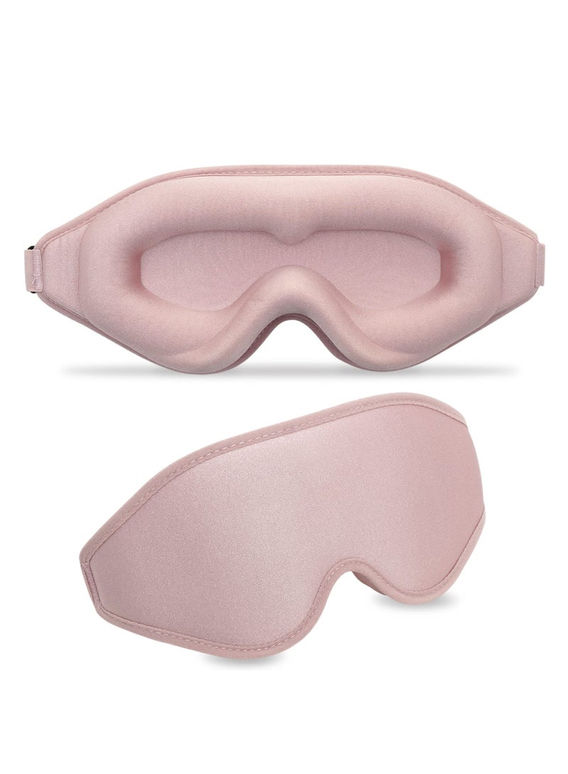 SYOSI 3D Contoured Sleep Mask for Women Men, Effective Light Blocking Eye Mask Sleeping Soft Night Blindfold with Adjustable Strap, Breathable & Soft for Sleeping, Yoga, Traveling (Pink)  - Image 1