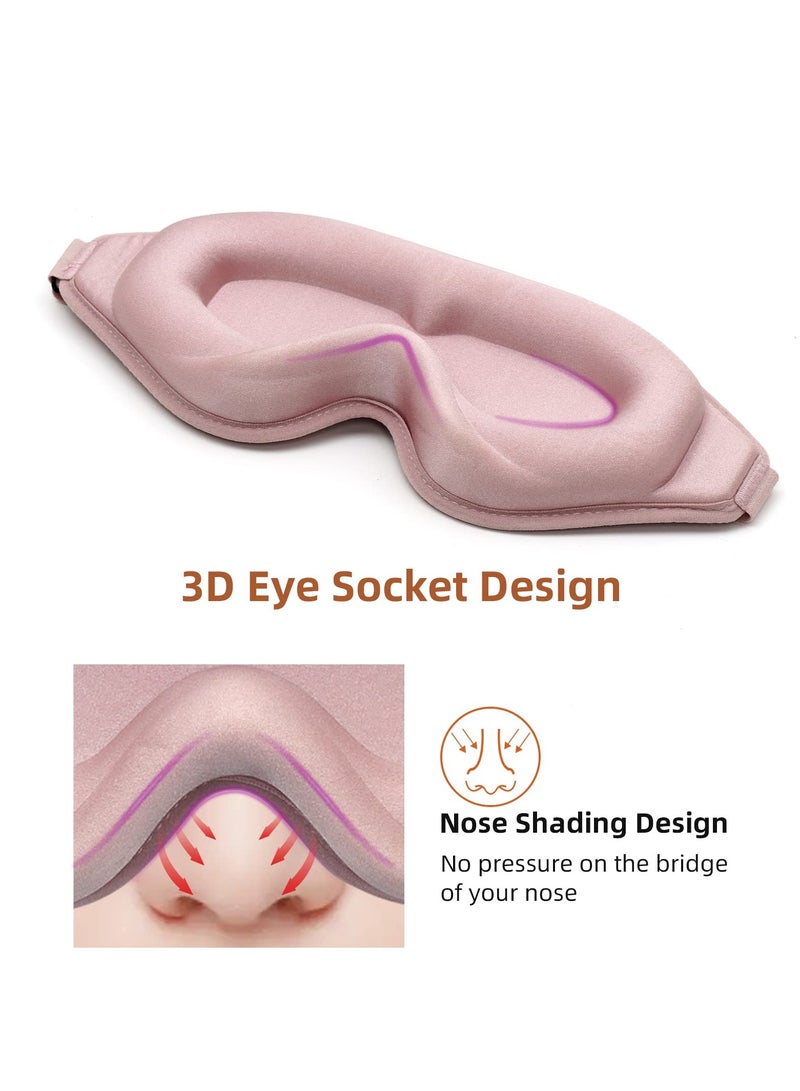 SYOSI 3D Contoured Sleep Mask for Women Men, Effective Light Blocking Eye Mask Sleeping Soft Night Blindfold with Adjustable Strap, Breathable & Soft for Sleeping, Yoga, Traveling (Pink)  - Image 4