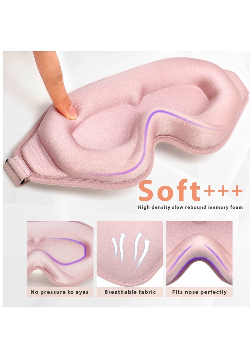 SYOSI 3D Contoured Sleep Mask for Women Men, Effective Light Blocking Eye Mask Sleeping Soft Night Blindfold with Adjustable Strap, Breathable & Soft for Sleeping, Yoga, Traveling (Pink)  - Image 3