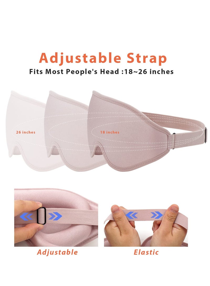 SYOSI 3D Contoured Sleep Mask for Women Men, Effective Light Blocking Eye Mask Sleeping Soft Night Blindfold with Adjustable Strap, Breathable & Soft for Sleeping, Yoga, Traveling (Pink)  - Image 5
