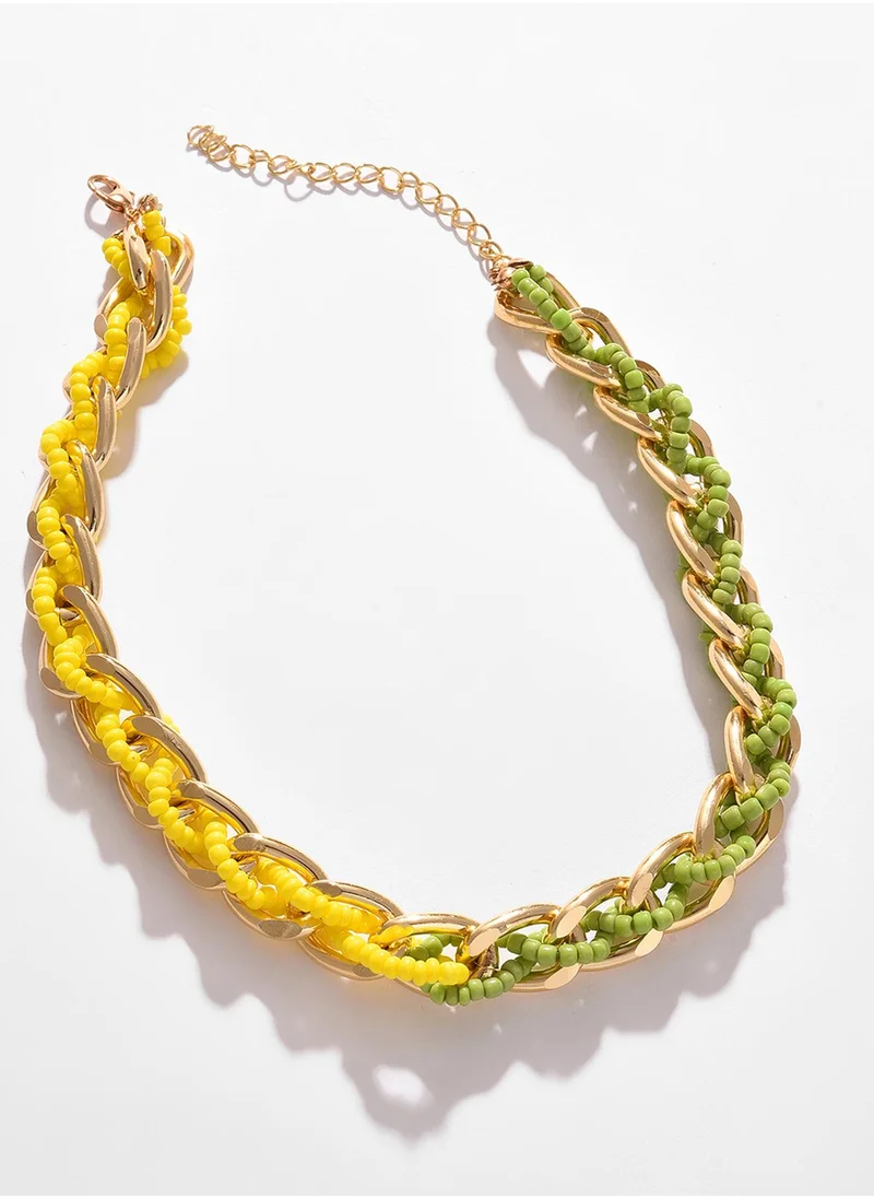 SOHI Artificial Beads Statement Chain Necklace