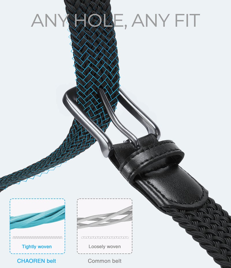 CHAOREN Stretch Belts for Men - Braided Elastic Golf Belt for Men 1 3/8"- Gift for Casual Jeans Shorts - Image 3