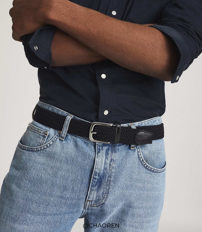 CHAOREN Stretch Belts for Men - Braided Elastic Golf Belt for Men 1 3/8"- Gift for Casual Jeans Shorts - Image 2