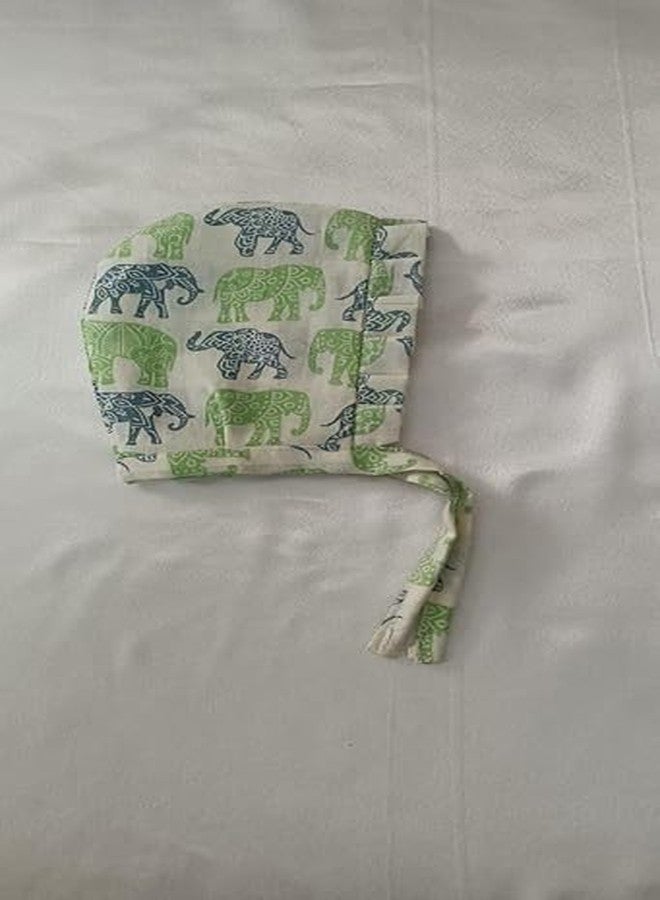 VIYANSHI Born Infant Baby Soft Pure Cotton White Caps with Tai Knot and Bonnet Infant Unisex White Printed 100% Cotton caps with taing Knot dori Pack of 3 (in, Age, 0 Months, 3 Months, Multiolour-2) - Image 5