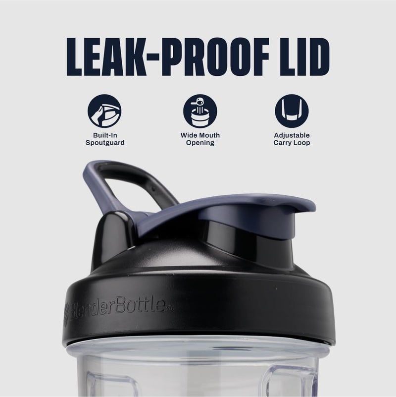 BlenderBottle Shaker Bottle Pro Series Perfect for Protein Shakes and Pre Workout, 24-Ounce, Black/Clear - Image 1