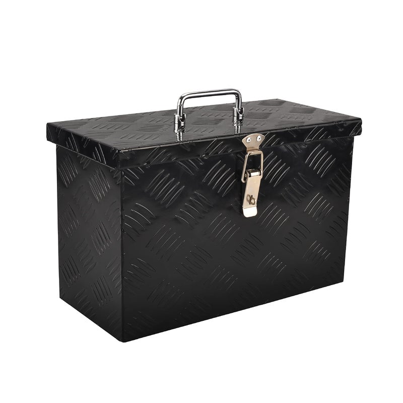 FGJQEFG 16 Inch Aluminum Truck Bed Tool Box Truck Car Outdoor Trailer Pickup Underbody ToolboxRV Storage OrganizerTrailer Storage WSide HandleLock5 Bar TreadBlack16X75X10 - Image 2