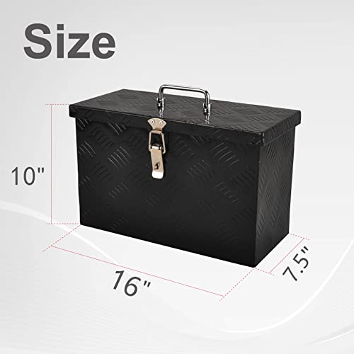 FGJQEFG 16 Inch Aluminum Truck Bed Tool Box Truck Car Outdoor Trailer Pickup Underbody ToolboxRV Storage OrganizerTrailer Storage WSide HandleLock5 Bar TreadBlack16X75X10 - Image 3