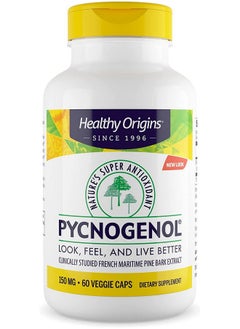 Healthy Origins Healthy Origins Pycnogenol 150 mg - Premium Pine Bark Extract - French Maritime Pine Bark Extract for Heart Health, Skin Care & More - Gluten-Free & Non-GMO Supplement - 60 Veggie Caps  - Image 1