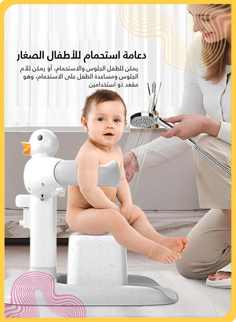 شي آند ليتل حامل استحمام للأطفال قابل للتعديل, دعامة استحمام قابلة للطي, بقاعدة شفط غير قابلة للانزلاق, مع مسند ظهر وكرسي, مساعد متعدد الاستخدامات للاستحمام وتغيير الحفاض للأطفال من عمر 8 إلى 24 شهرًا (رمادي) - Image 2