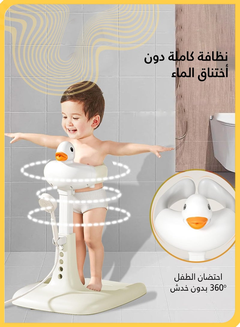 شي آند ليتل حامل استحمام للأطفال قابل للتعديل, دعامة استحمام قابلة للطي, بقاعدة شفط غير قابلة للانزلاق, مع مسند ظهر وكرسي, مساعد متعدد الاستخدامات للاستحمام وتغيير الحفاض للأطفال من عمر 8 إلى 24 شهرًا (رمادي) - Image 5